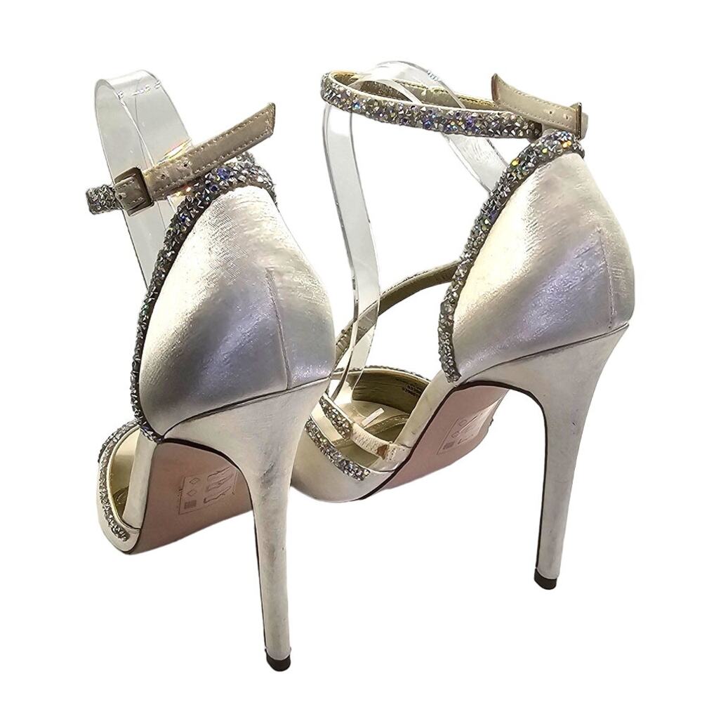 Asos Ivory White Hibiscus Bridal Embellished Peeptoe Heeled Sandals - Picture 5 of 9